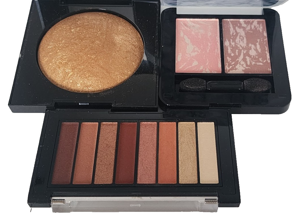 Unbranded Eyeshadow Palette Blush Bronzer Powder Compact 3 Piece Lot Face Makeup