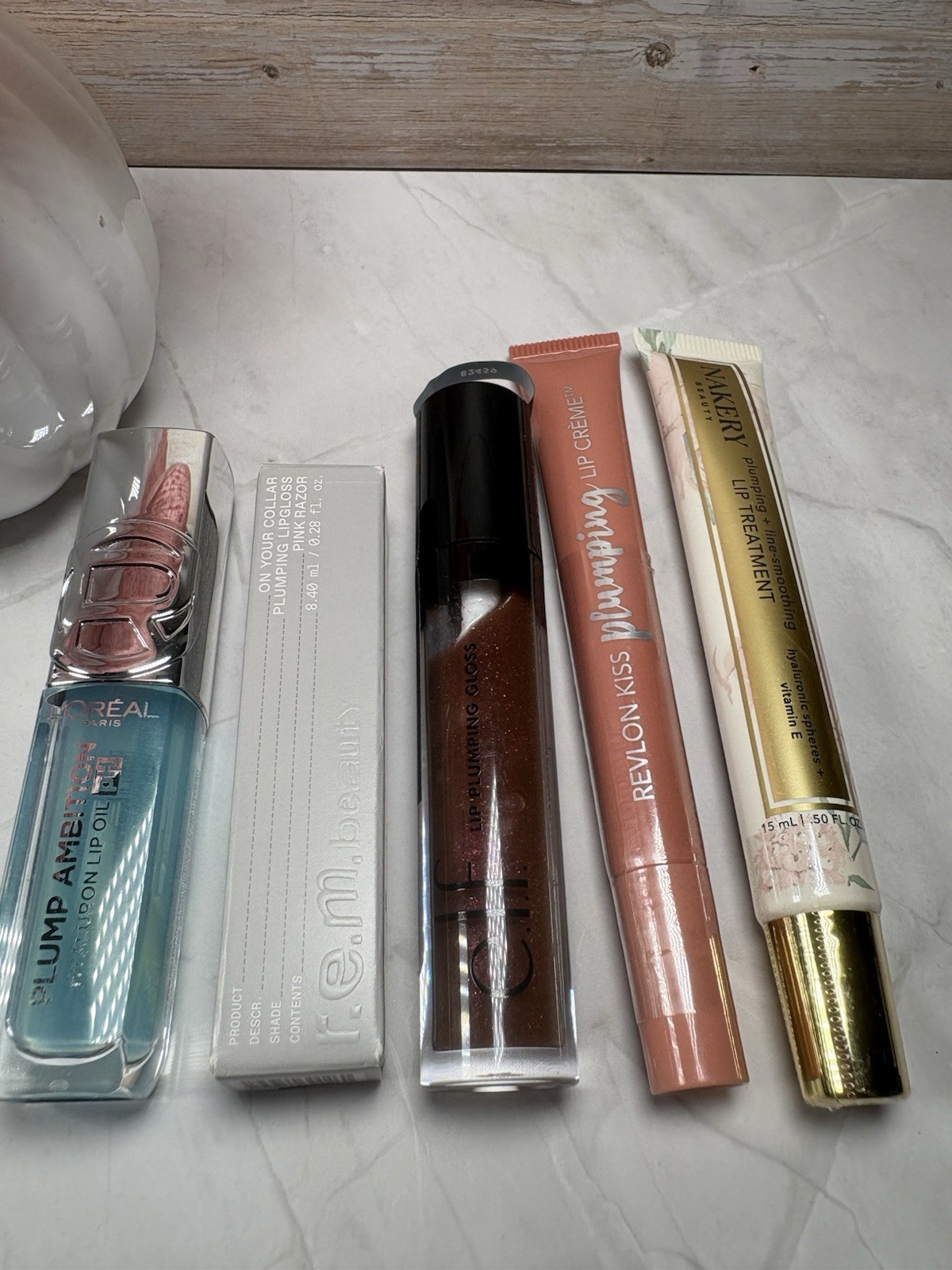 5pc Plumping Lip Gloss & Treatment Lot * Nakery L’Oréal e.l.f. Revlon r.e.m.