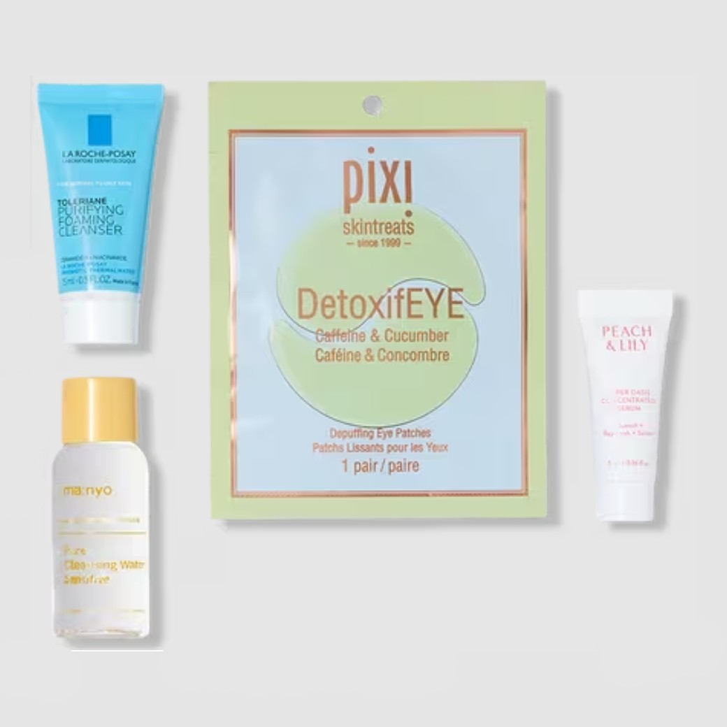 ULTA BEAUTY 16 PIECE Skincare Makeup Perfume Samples – Blue Travel Bag