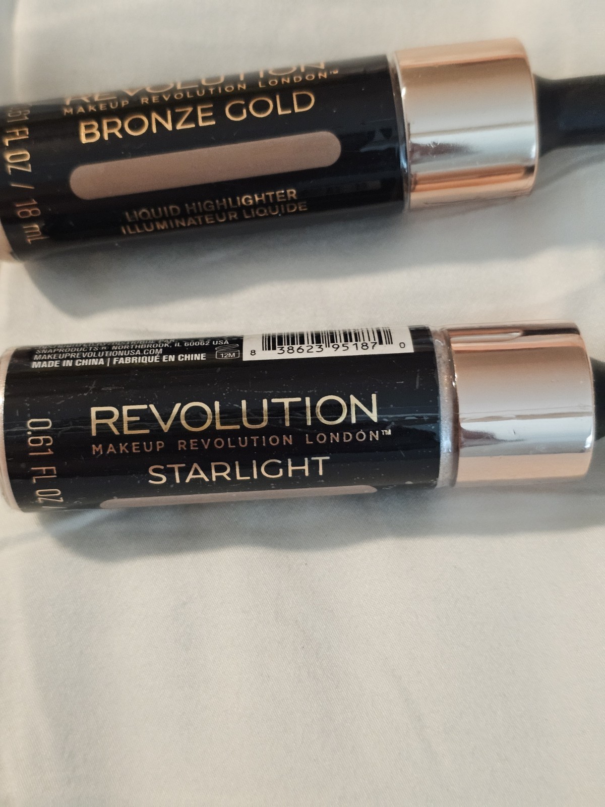 Makeup Revolution Liquid Highlighter & Lip Gloss Lot: Bronze Gold, Starlight
