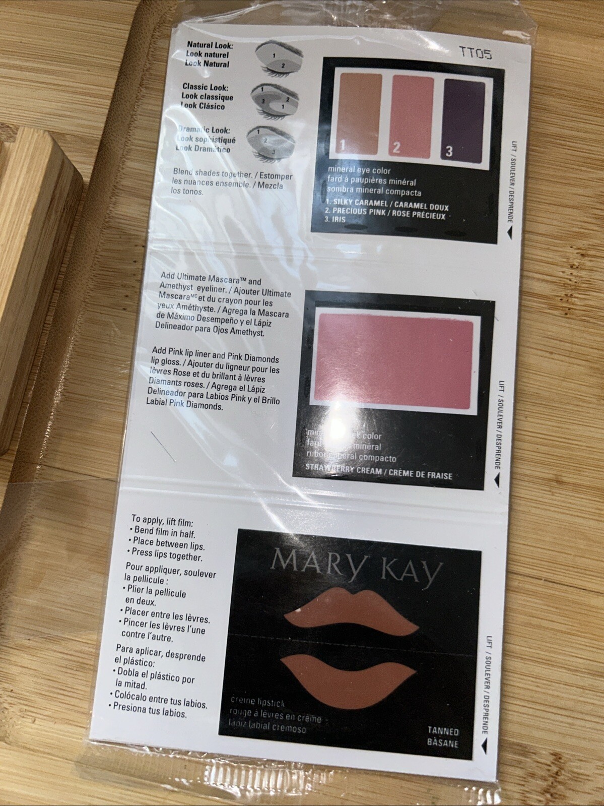 Mary Kay color cord sample sheets 1 Pack 5 Sheets Silky Caramel,precious pink,