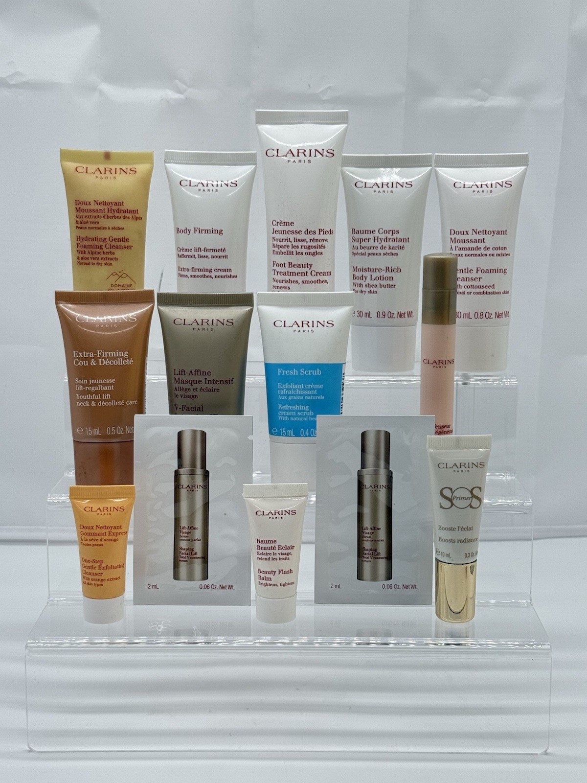 LOT OF 14 CLARINS PARIS HYDRATING MOISTURE GENTLE FOAMING BEAUTY PRODUCTS