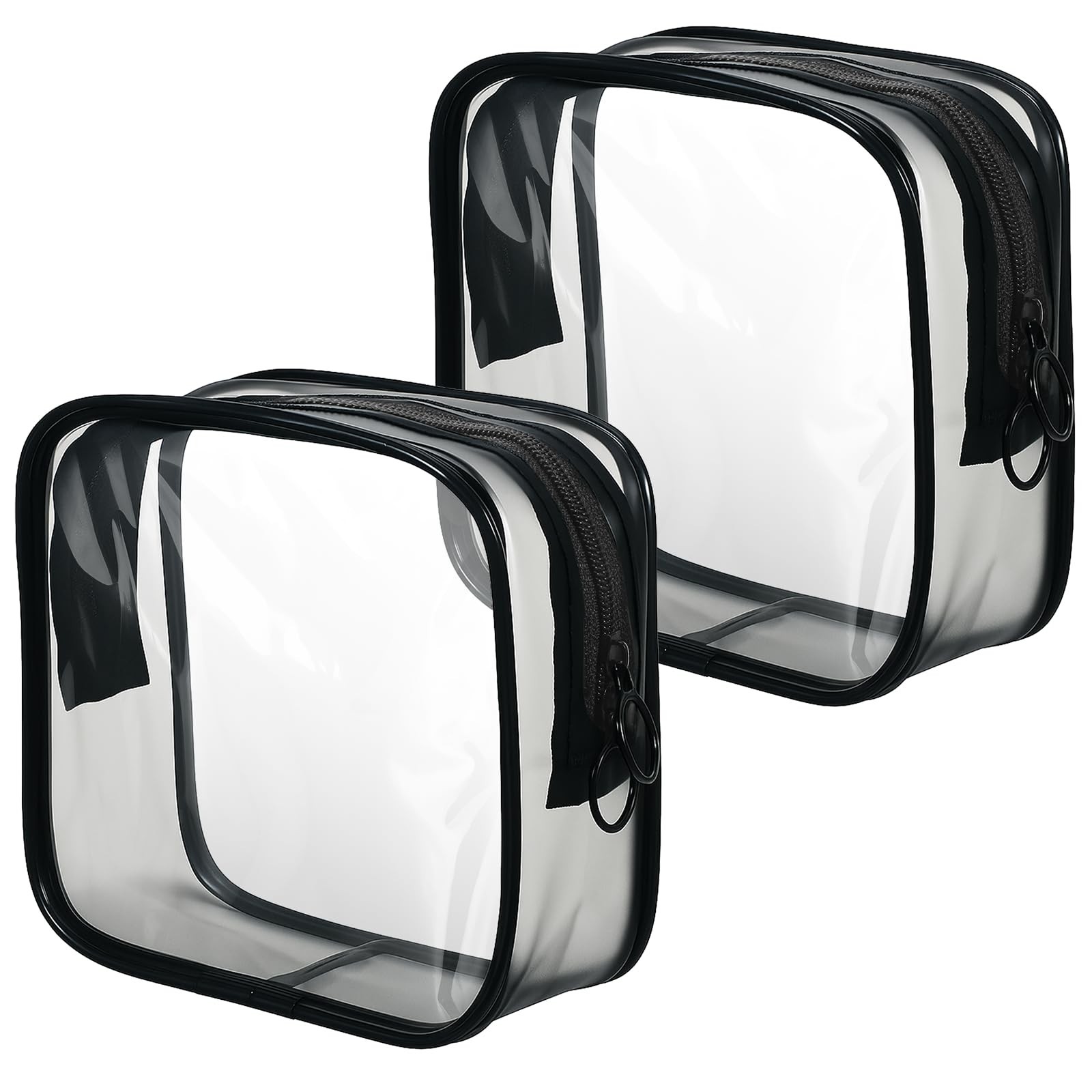 2 Pcs Small Clear Makeup Bag Mini Makeup Zipper Pouch Black Cosmetic Bag Make…
