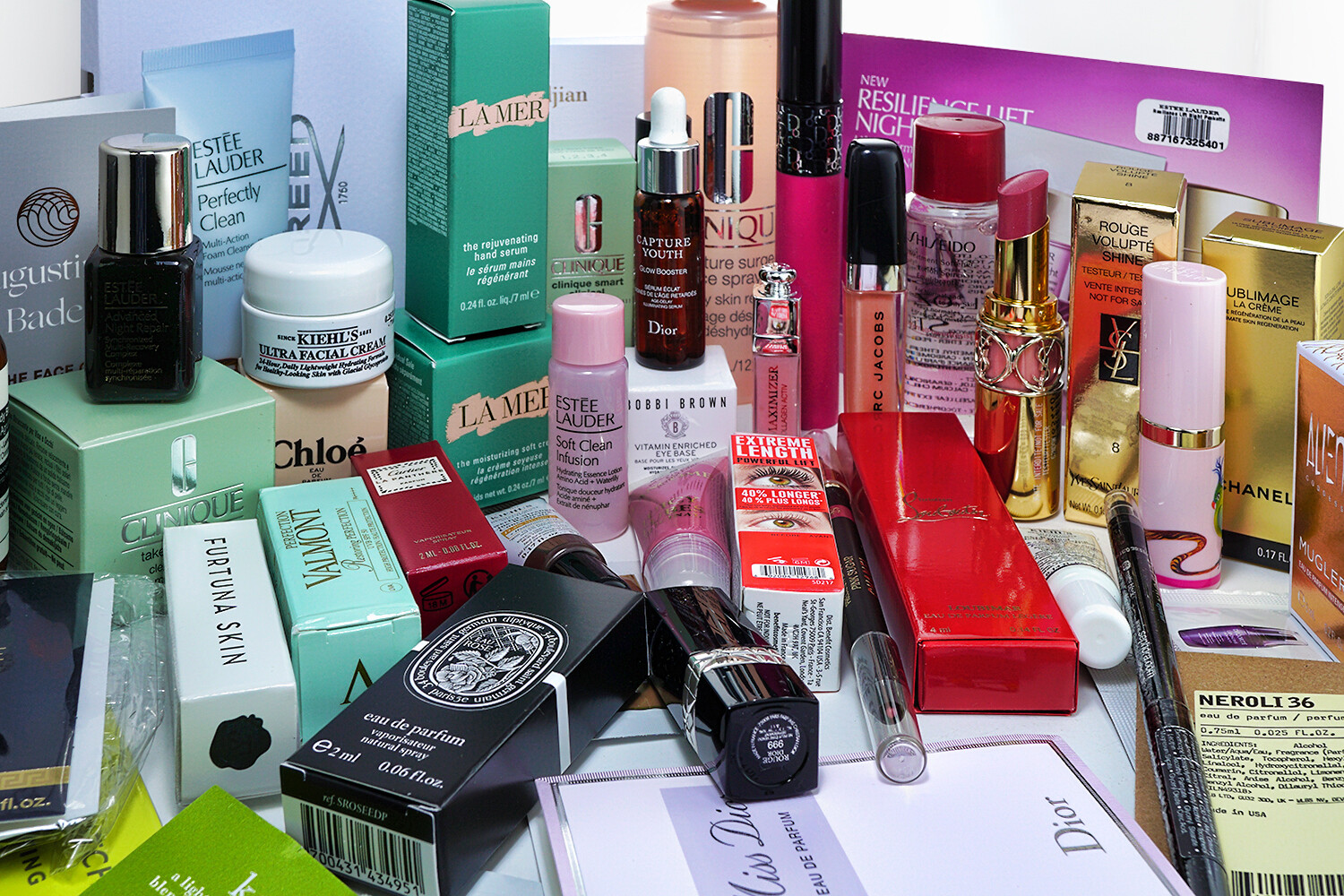 LOT of 50 High End Luxury Designer Makeup/Skincare Samples + 3 Full Sizes