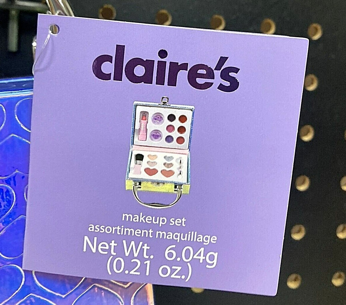 Claire’s 17-Piece Makeup Set in Iridescent Snap Case 4 Eye Glitter 6 Lip Gloss +