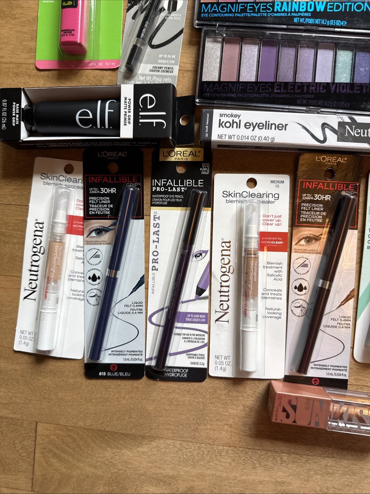 30 Piece Lot Of New Makeup e.l.f. Loreal, Rimmel, Maybelline, Neutrogena MCO