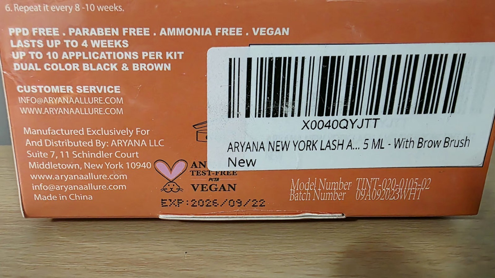 ARYANA New York Lash & Eyebrow Tint with Dual Color. Up to 10 Applications. NEW!