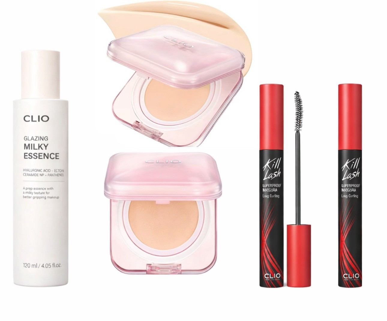 CLIO Kill Lash Mascara Mesh Glow Cushion Glazing Milky Essence Hydrating 5 Pack