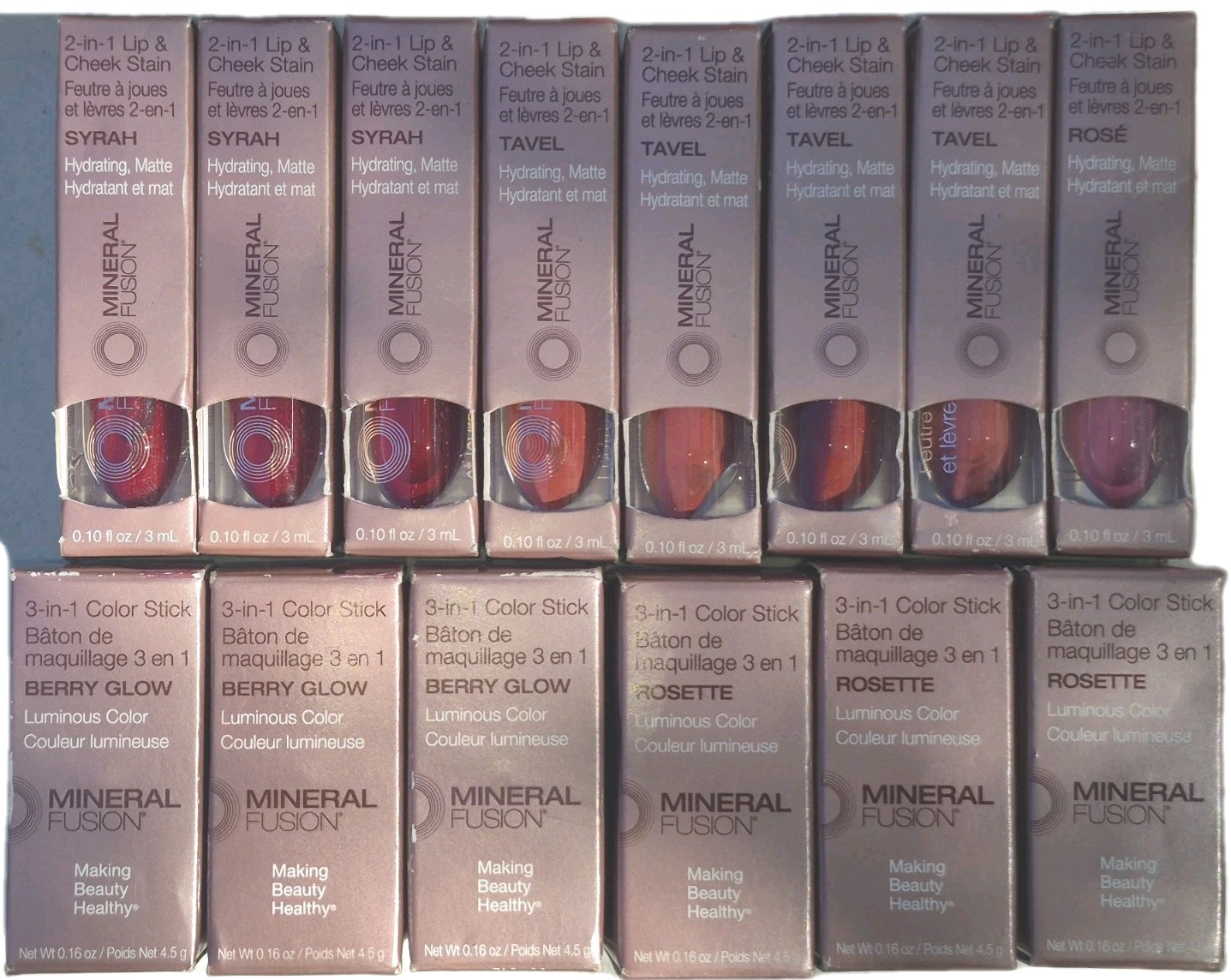 100 Pc Mineral Fusion Lot Foundation Mascara Lipstick Gloss Stain Blush Conceale