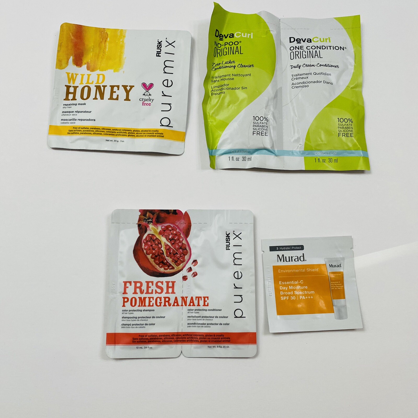 Skincare & Haircare Lot of Samples 14 – Deva Curl, Murad, Rusk, Global Beauty