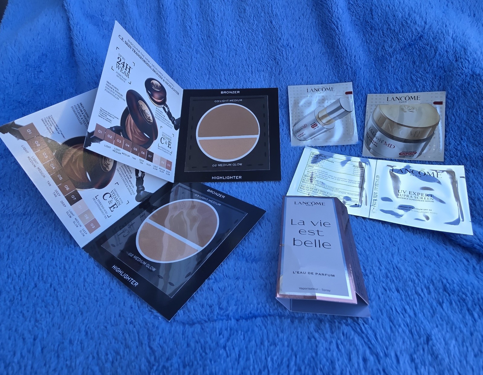 Lancôme Samples: La Vie Est Belle, UV Expert, Absolue, Bronzer