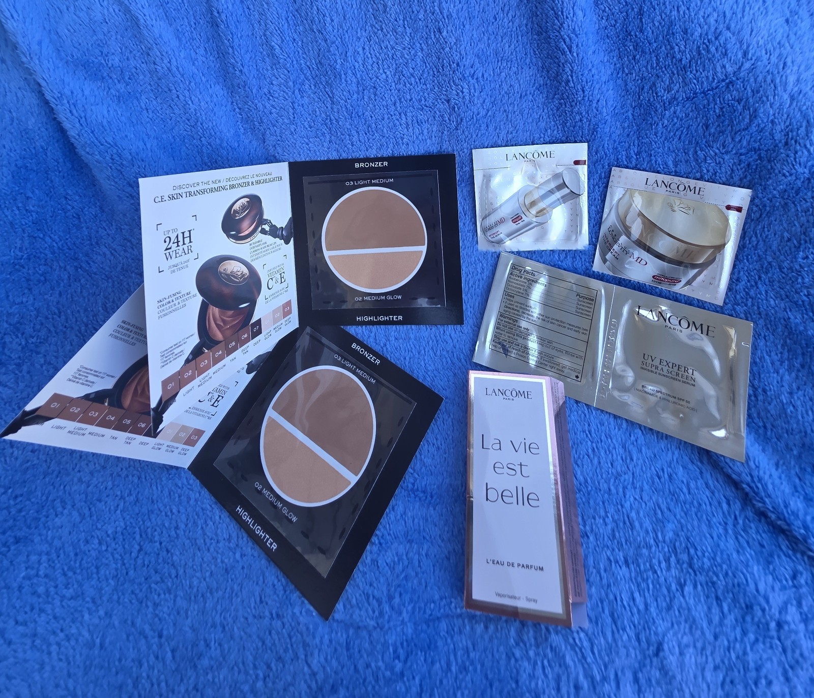 Lancôme Samples: La Vie Est Belle, UV Expert, Absolue, Bronzer