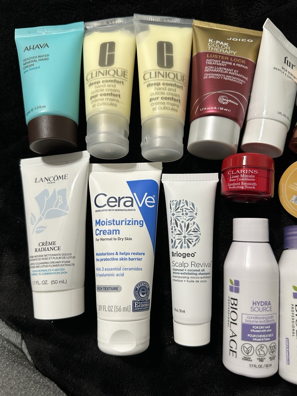Travel Mini Beauty Items Clinique JLo Biolage Clarins CeraVe Cream Shampoo Etc.