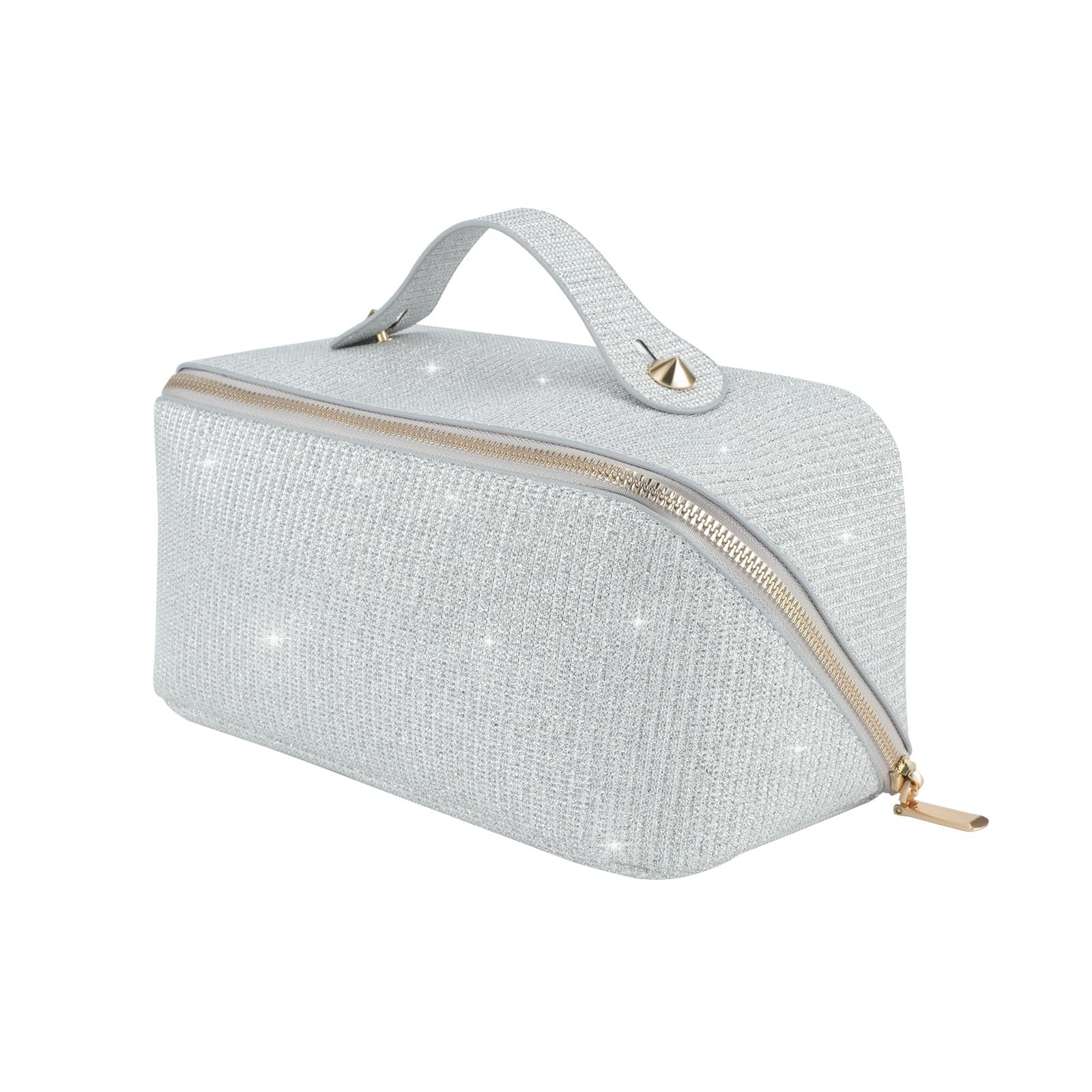 KEYPOWER Large Capacity Glitter Sequin Cosmetic Bag Travel Makeup Bag Sparkly…