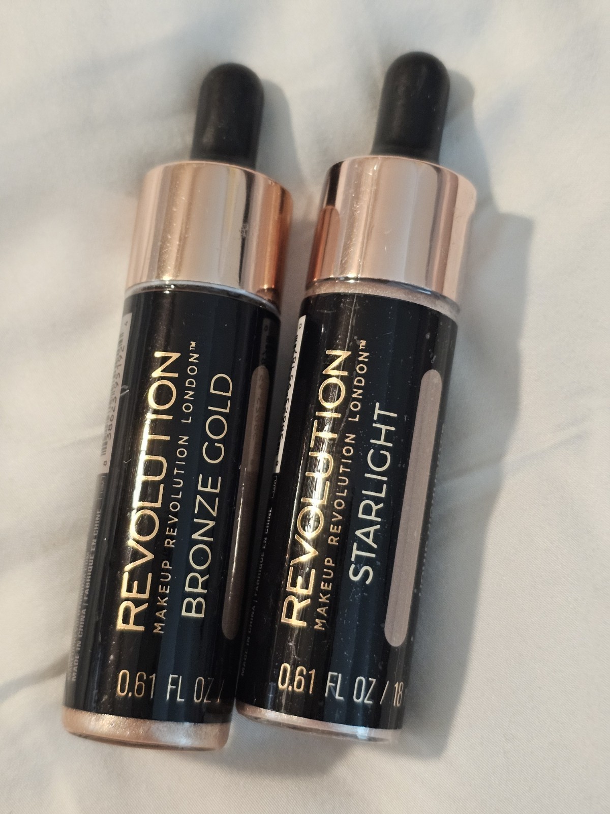 Makeup Revolution Liquid Highlighter & Lip Gloss Lot: Bronze Gold, Starlight