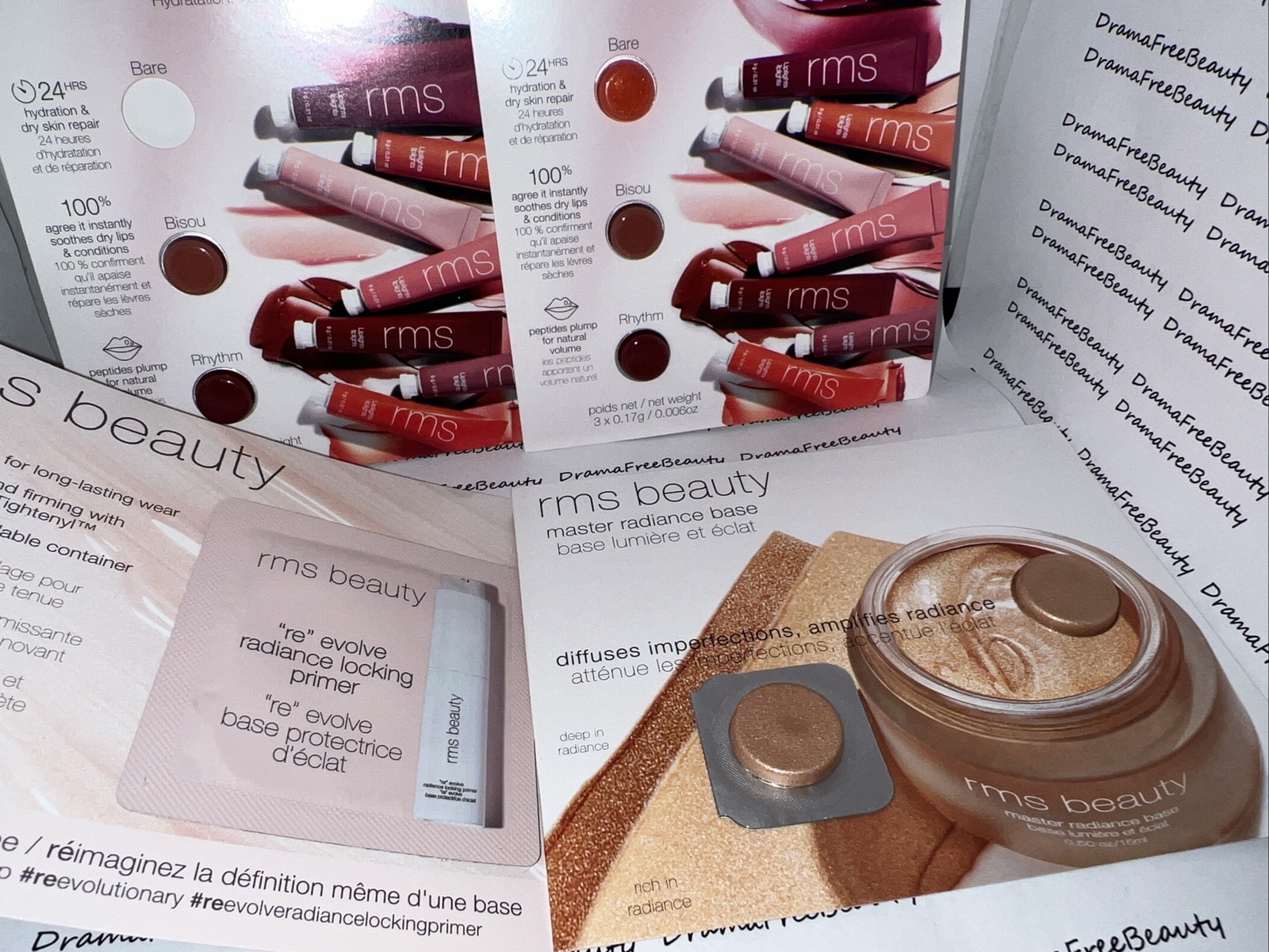 RMS Beauty Makeup 8 pc Lot Primer, Master Radiance Base, Liplights Lip Gloss Set