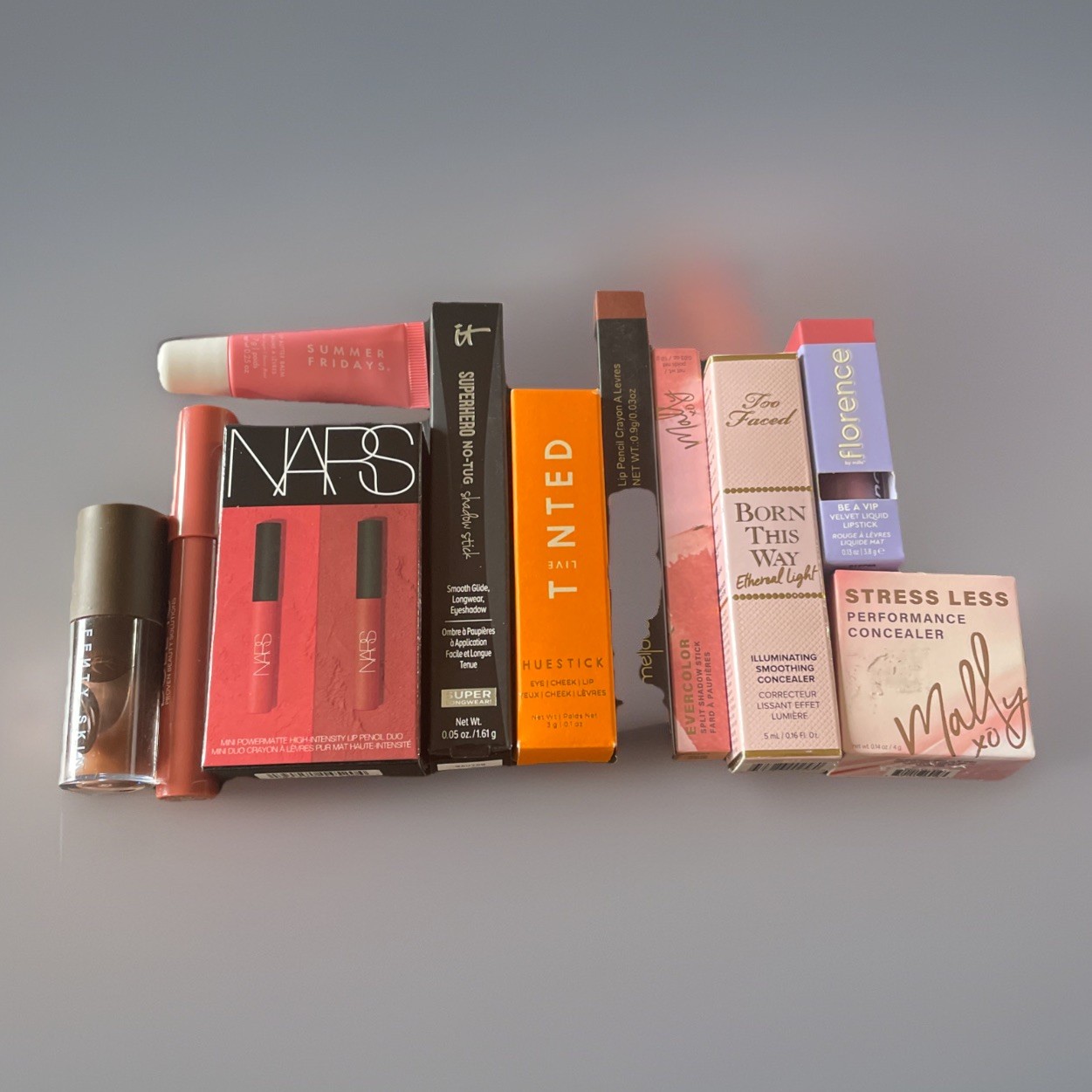MIXED LOT BEAUTY 11 Pc|Fenty|Tinted|Too Faced|IT|NARS|Doll 10|etc. *BOX INCLUDED