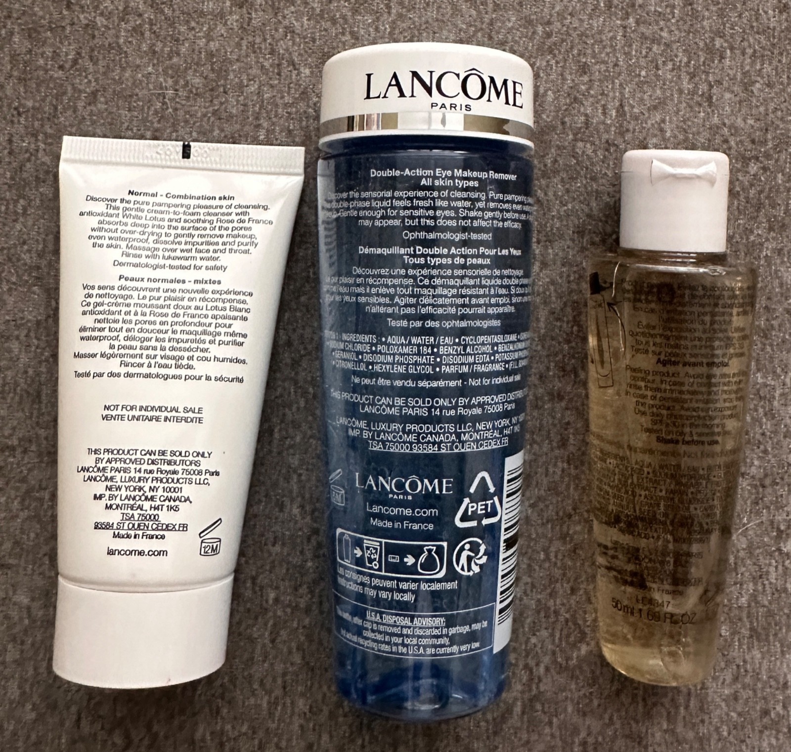 NWOB Set Of 3 Lancome Samples For Eyes And Face Total 150ml / 7.6oz