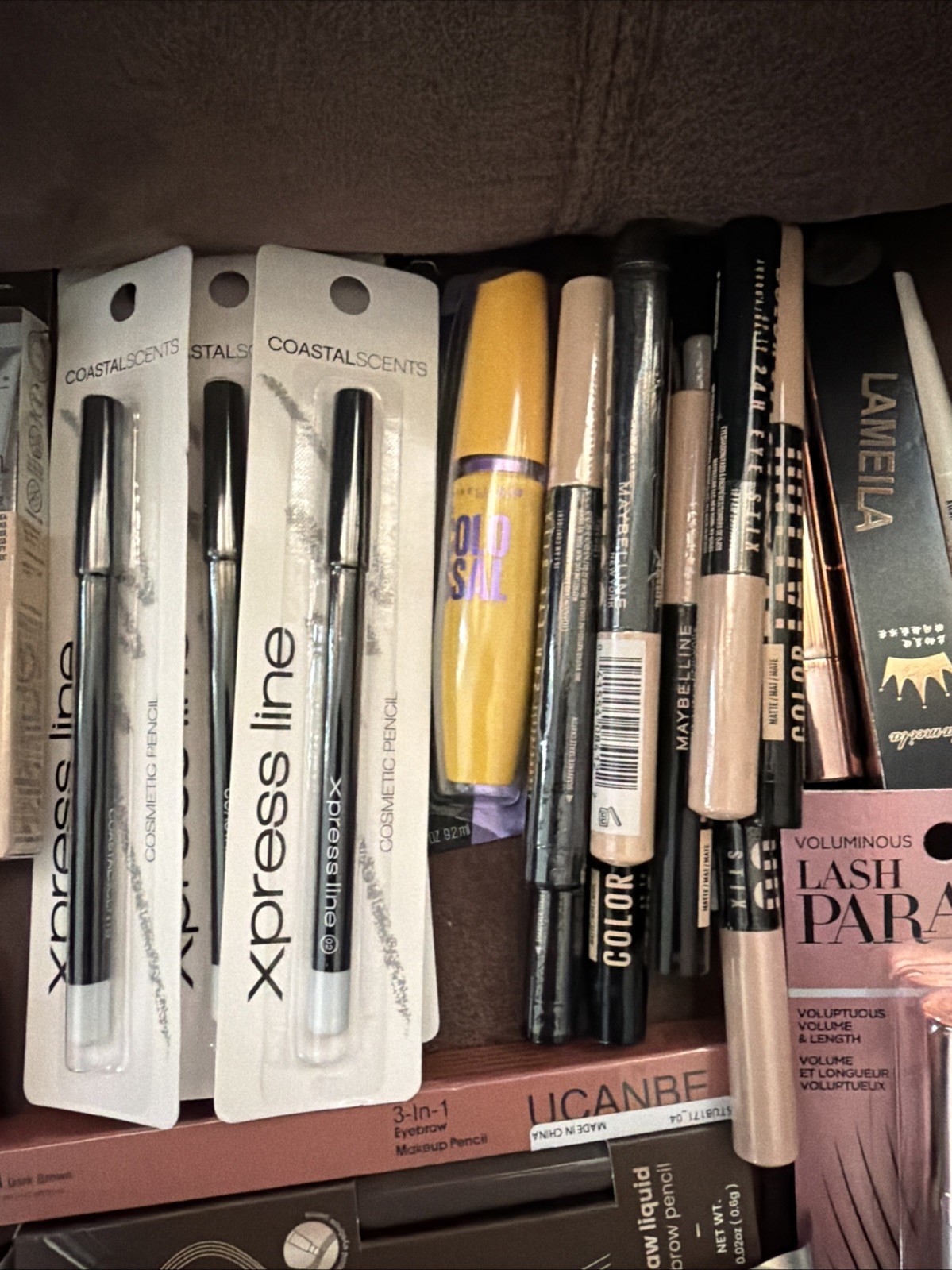 Lot of 45 Piece New Eye & Brow Makeup Products Eyeliner Mascara Maybelline NYX