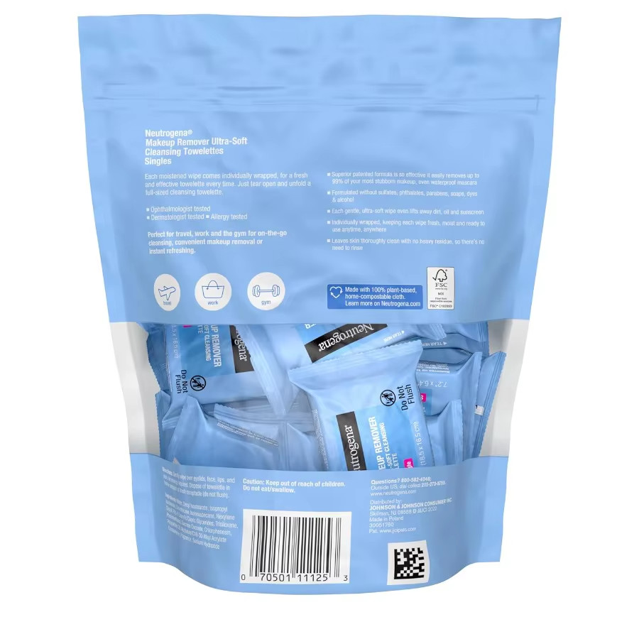 Neutrogena Makeup Remover Wipes Singles Individually Wrapped Face Wipes Daily Fa