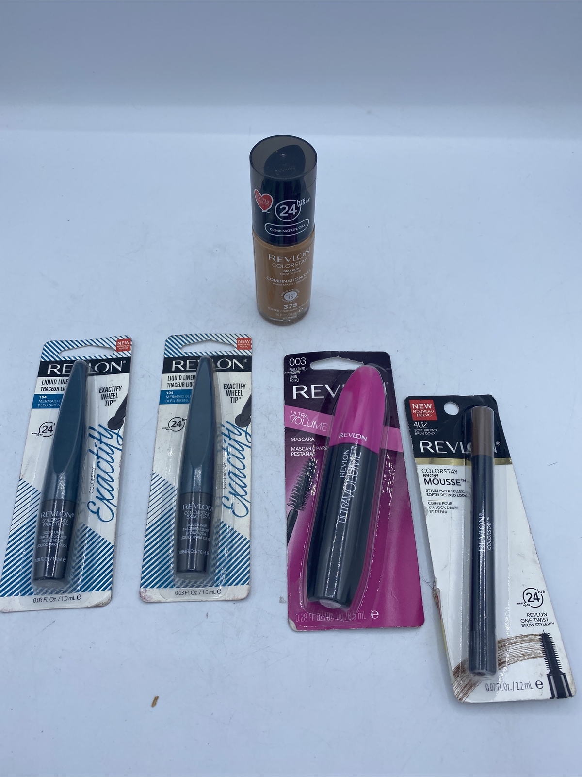 5 Piece Makeup Lot Revlon Including Liquid Eyeliner, Mascara, Brow Mousse& More