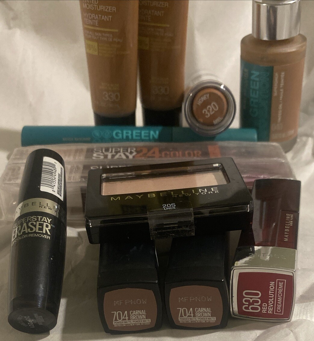 Maybelline Makeup Cosmetic Bundle Medium Tone Tinted FACE Eyes LIPSTICK & MORE🫦