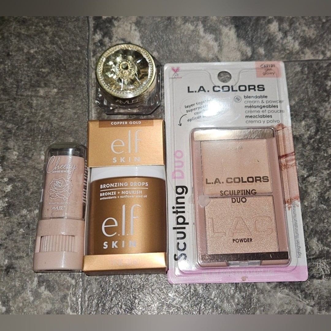 Elf Skin Bronzing Drops, Amuse Cream Blushes & LA Colors Highlight Duo BNIB