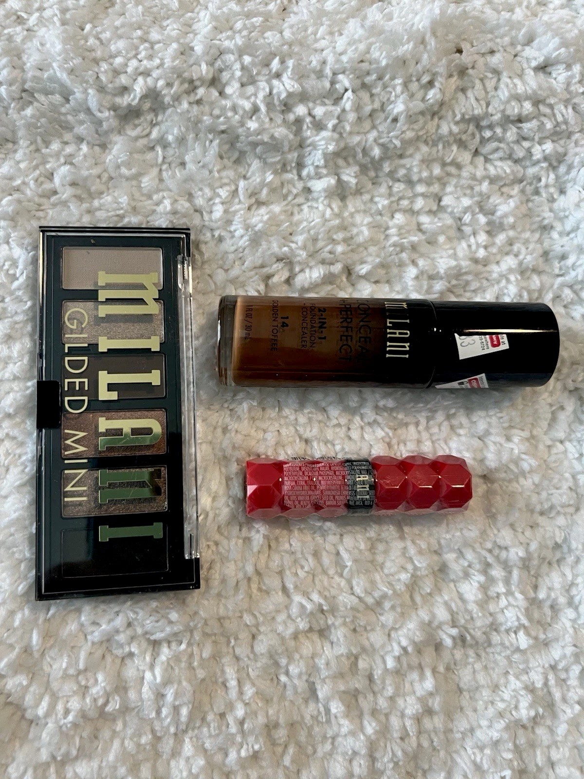 NEW Milani Makeup Bundle – 3 Piece: Foundation + Concealer, Eyeshadow, Lipstick