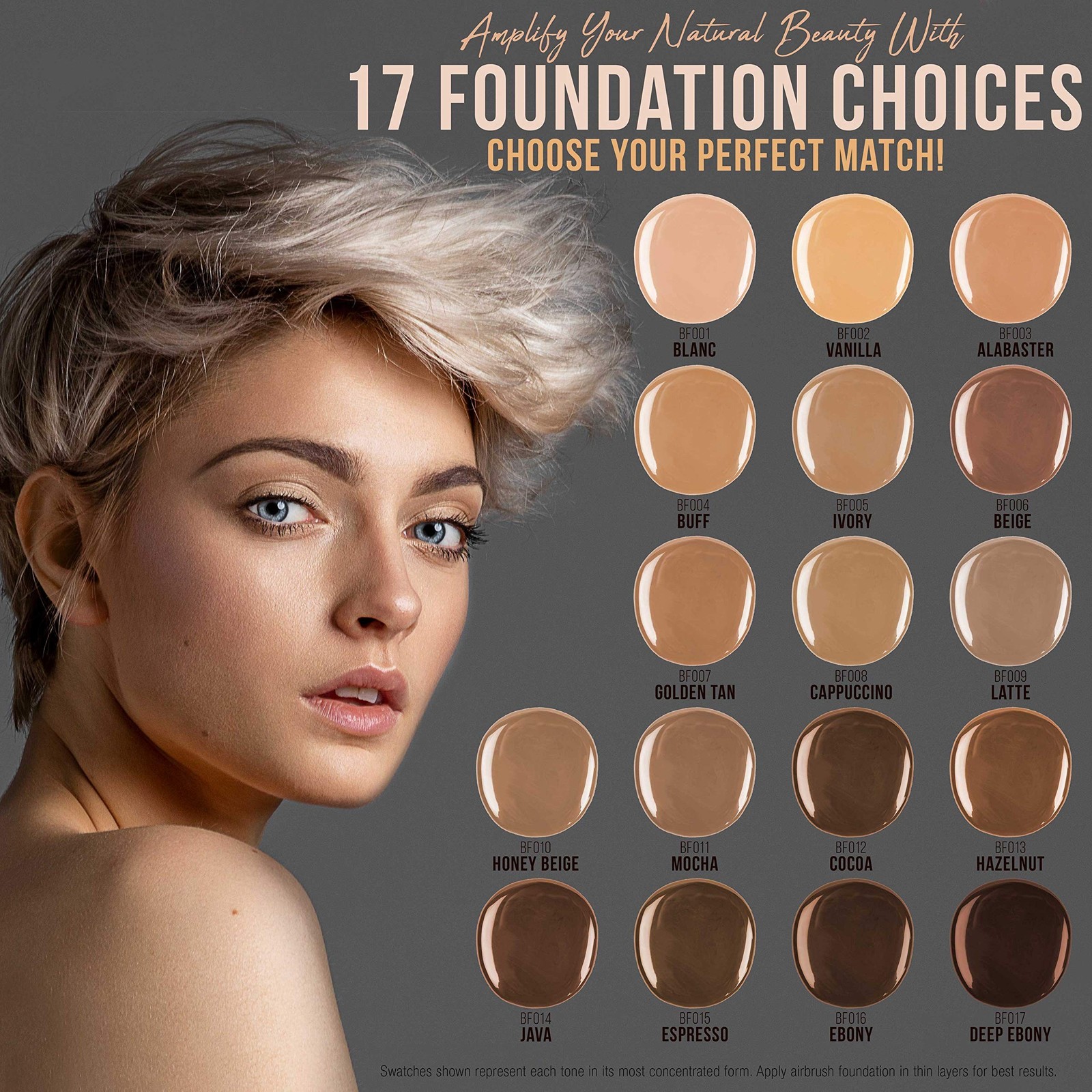 Belloccio Tan Color Shade Foundation Set – Professional Cosmetic Airbrush Mak…