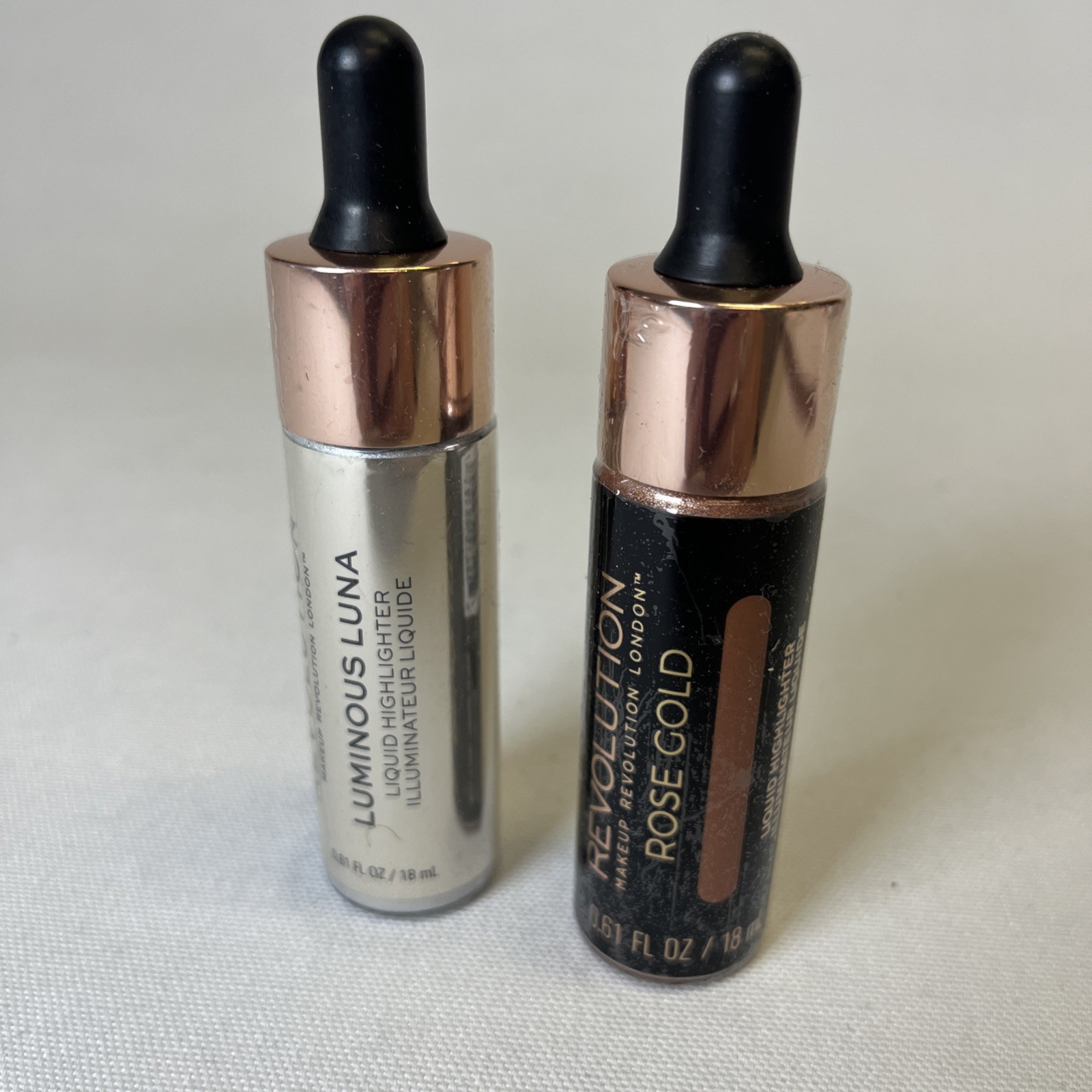 Revolution Makeup Highlighter Lot of 2 pcs Rose Gold and Luminous