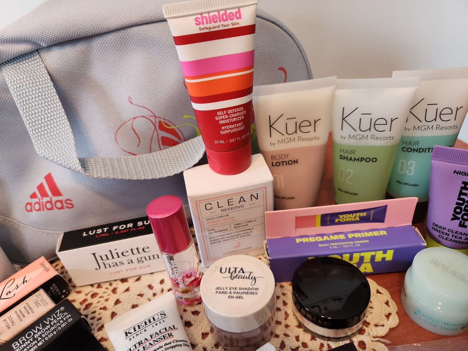 All New Trial & Travel Size Lot Of Beauty Care Products In Adidas Bag 26 Items
