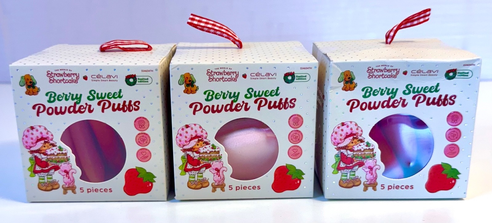 Strawberry Shortcake 5-Pieces Berry Sweet Powder Puffs – Lot of 3 ( 15 puffs )