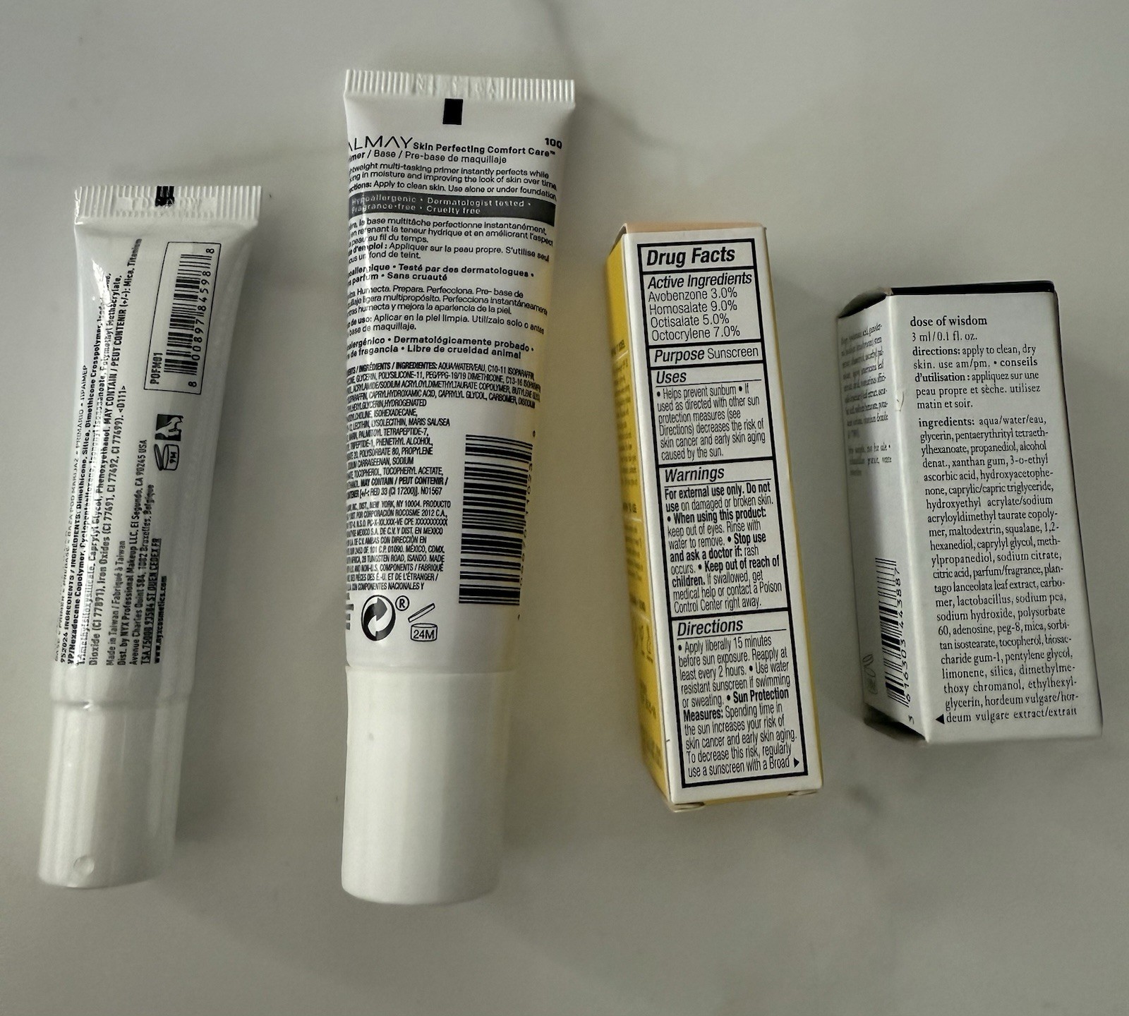 Almay Primer, Nyx Pore Filler , Elf Sunscreen & Philosophy Dose Of Wisdom
