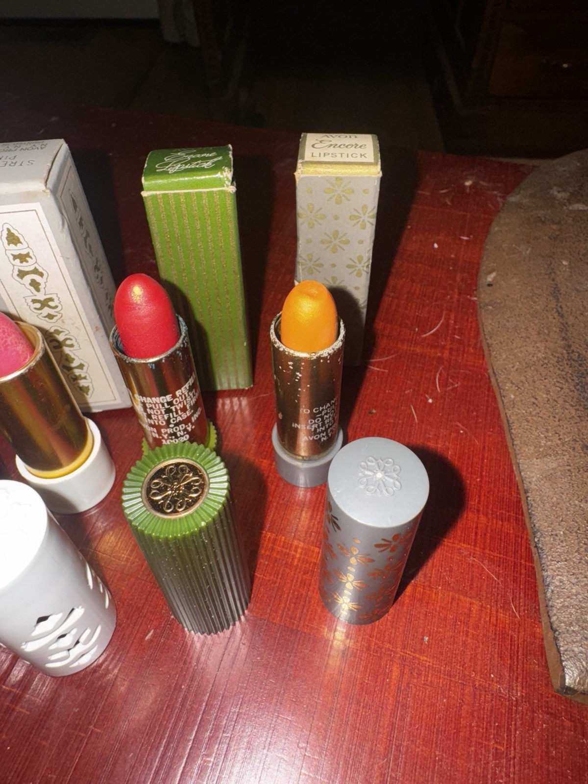Lot 14 Vintage Avon Encore Lipstick, Perfumed Demistik, Crystal Eyeshadow 70s