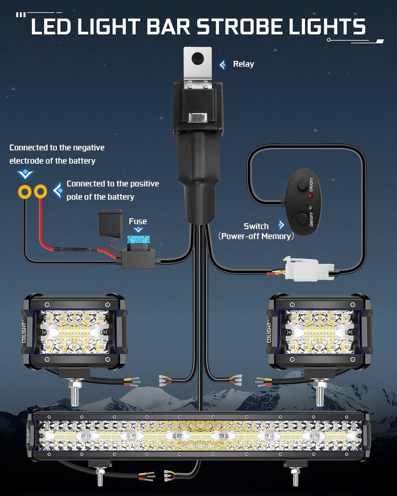 CO LIGHT 20 Inch LED Light Bar Combo with 2×4 Inch LED Pod | White Amber Stro…