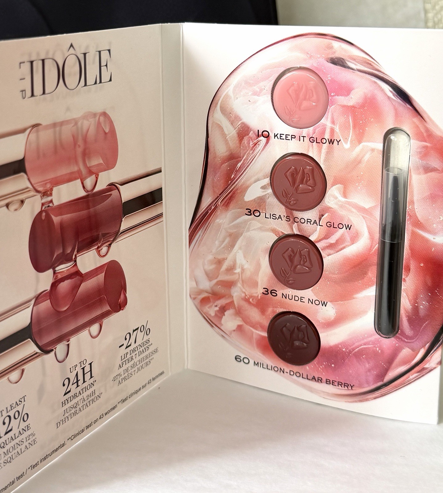 8PC LANCOME Set/Lipstick/Scarf/Cils Booster XL/Lash Idole Flutter Extension/Bag