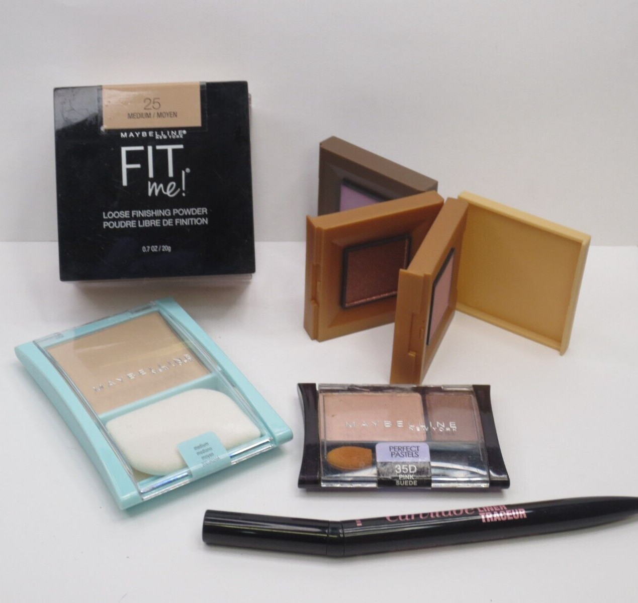 MAYBELLINE 5 PC ASSORTED MAKEUP – SHADOW, POWDER & LINER *DETAILS*