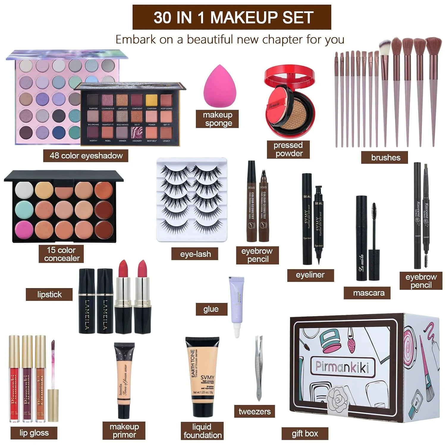 All‑In‑One Makeup Kit for Women – Full Professional Beauty Set, Eyes Lips Face,