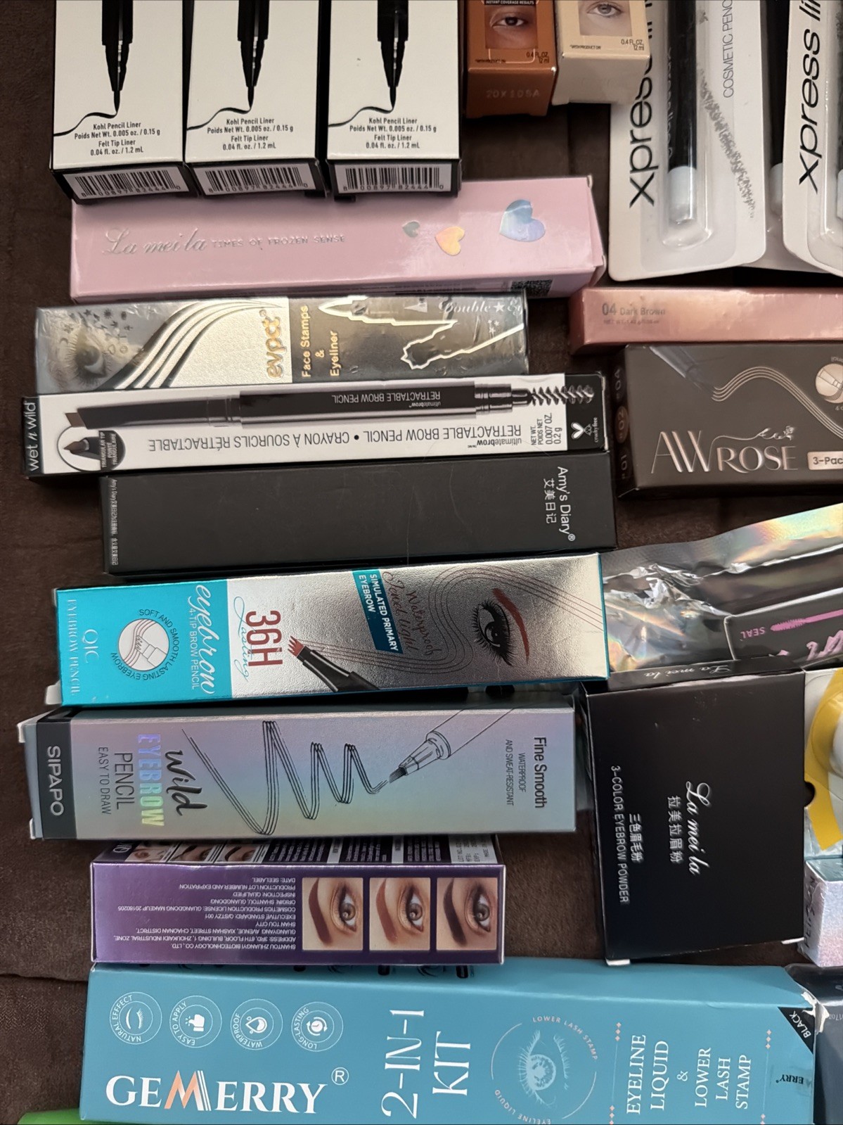 Lot of 45 Piece New Eye & Brow Makeup Products Eyeliner Mascara Maybelline NYX