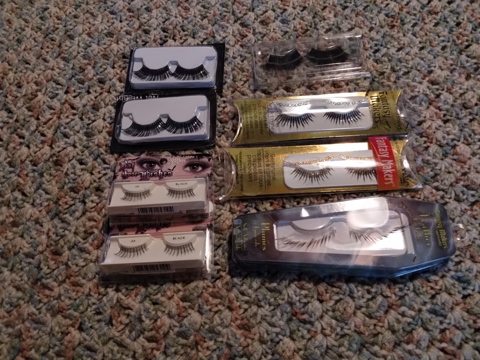 8 Mix Lot Wet n Wild Fantasy Makers Bat Those Lashe Feather Gemstone Eyelashes