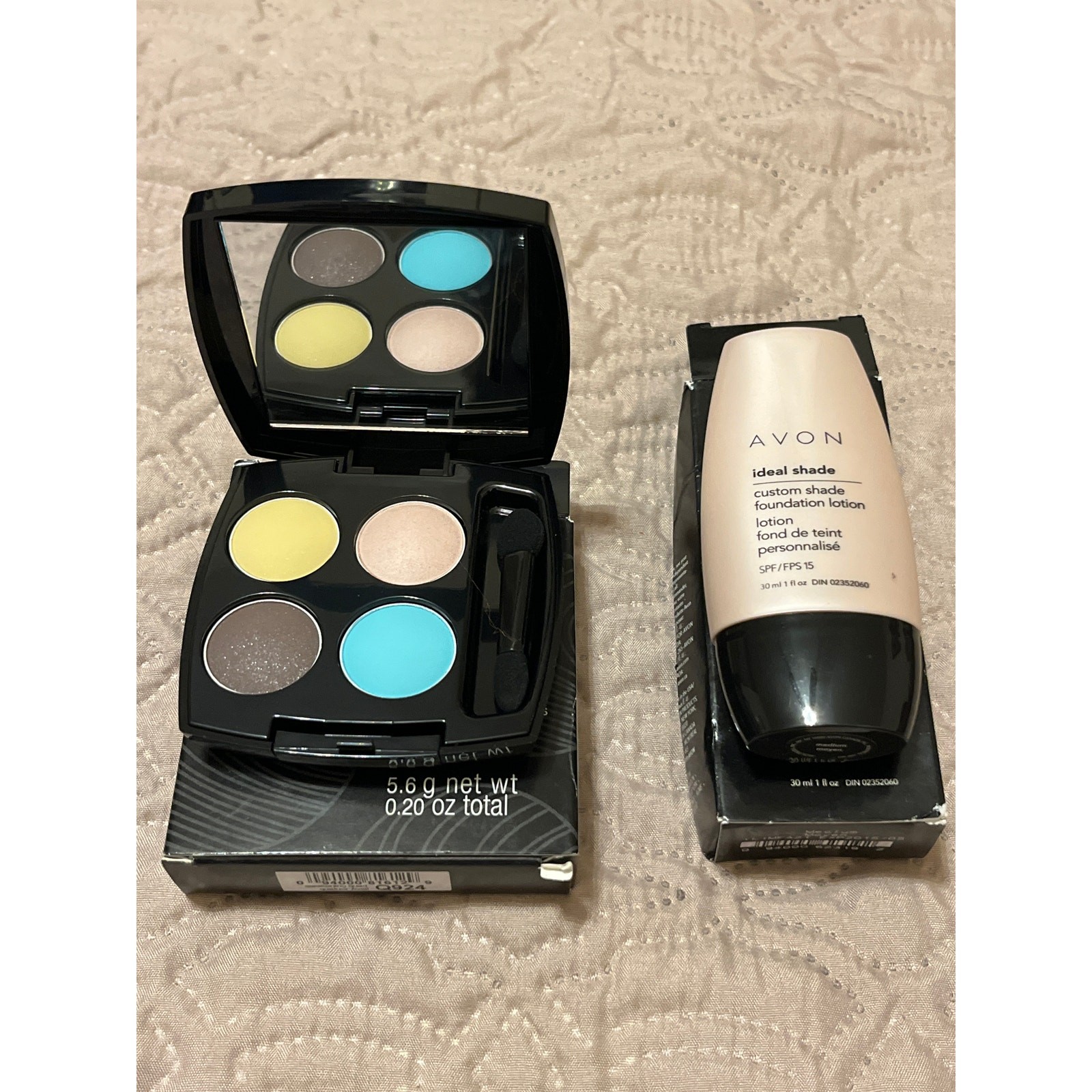 AVON Lot True Color Eyeshadow Quad / Ideal Shade Foundation Lotion Medium SPF 15