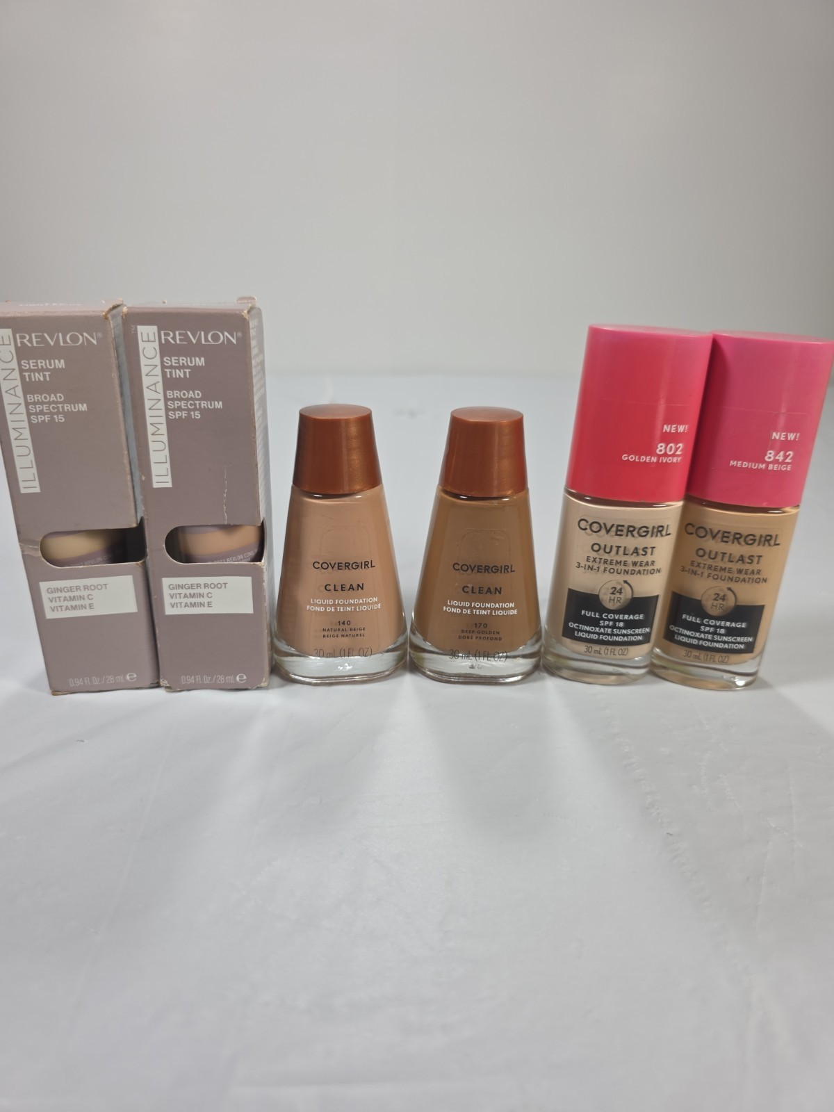 CoverGirl & Revlon Makeup Foundation Lot of 6 Outlast Clean Illuminance Serum