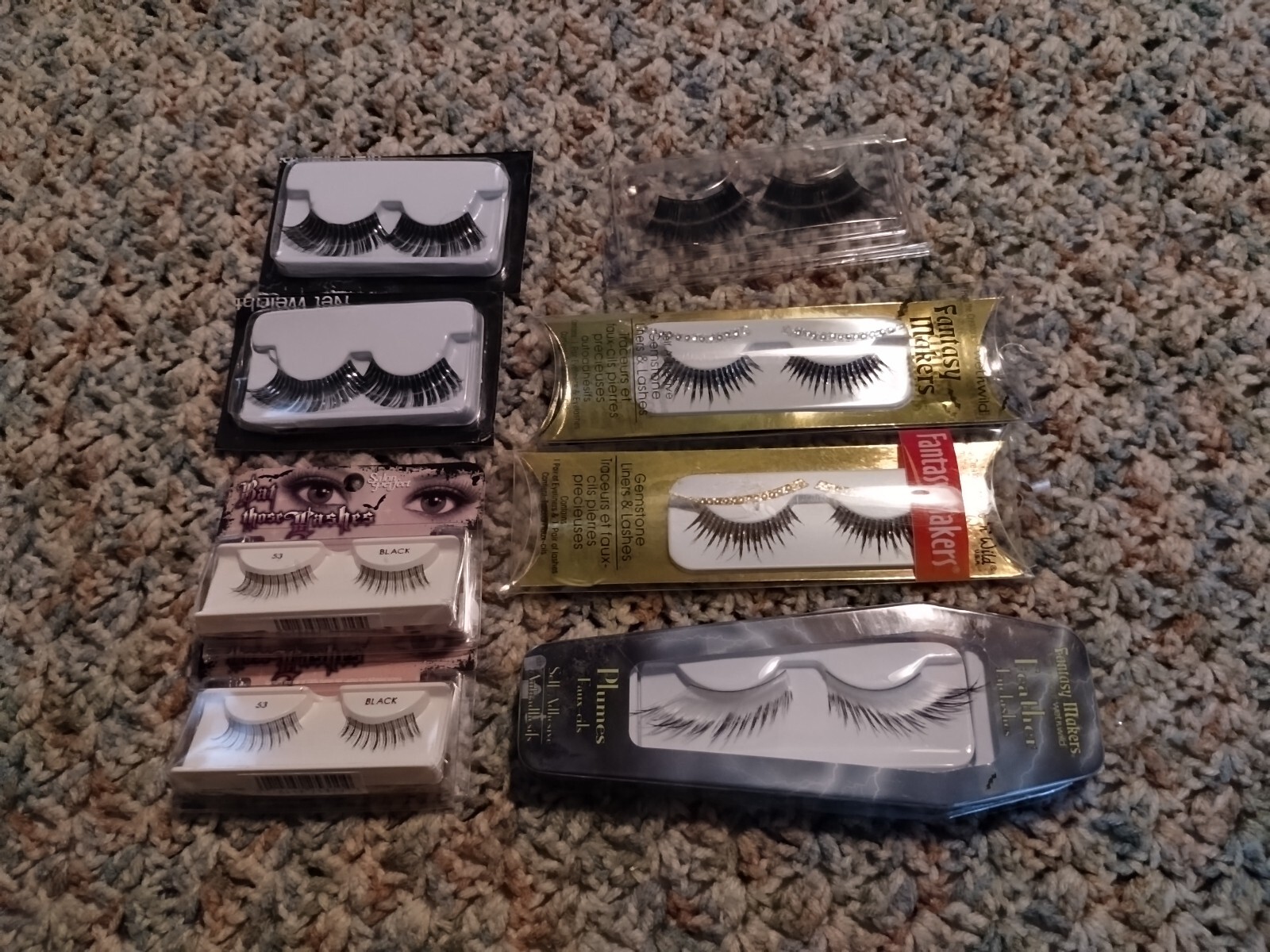 8 Mix Lot Wet n Wild Fantasy Makers Bat Those Lashe Feather Gemstone Eyelashes