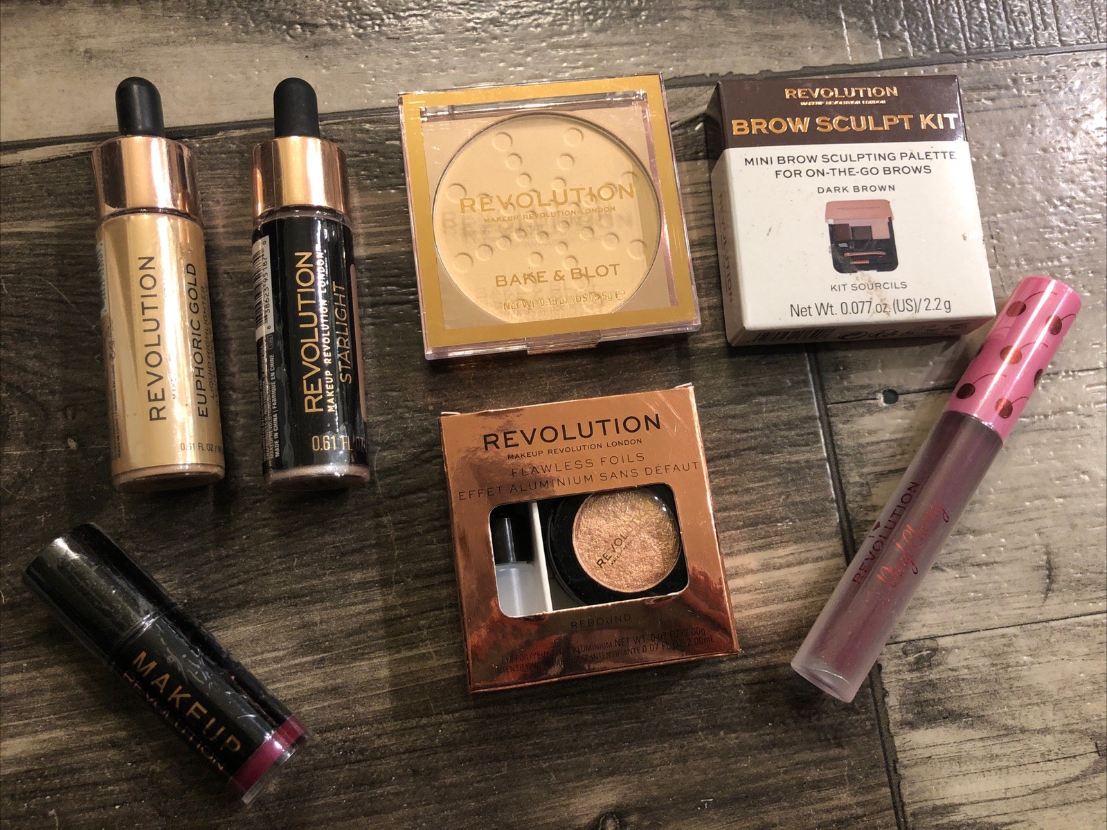 Revolution Makeup Bundle, Flawless Foils, Brow Sculpt Kit, Bake & Blot Highliter