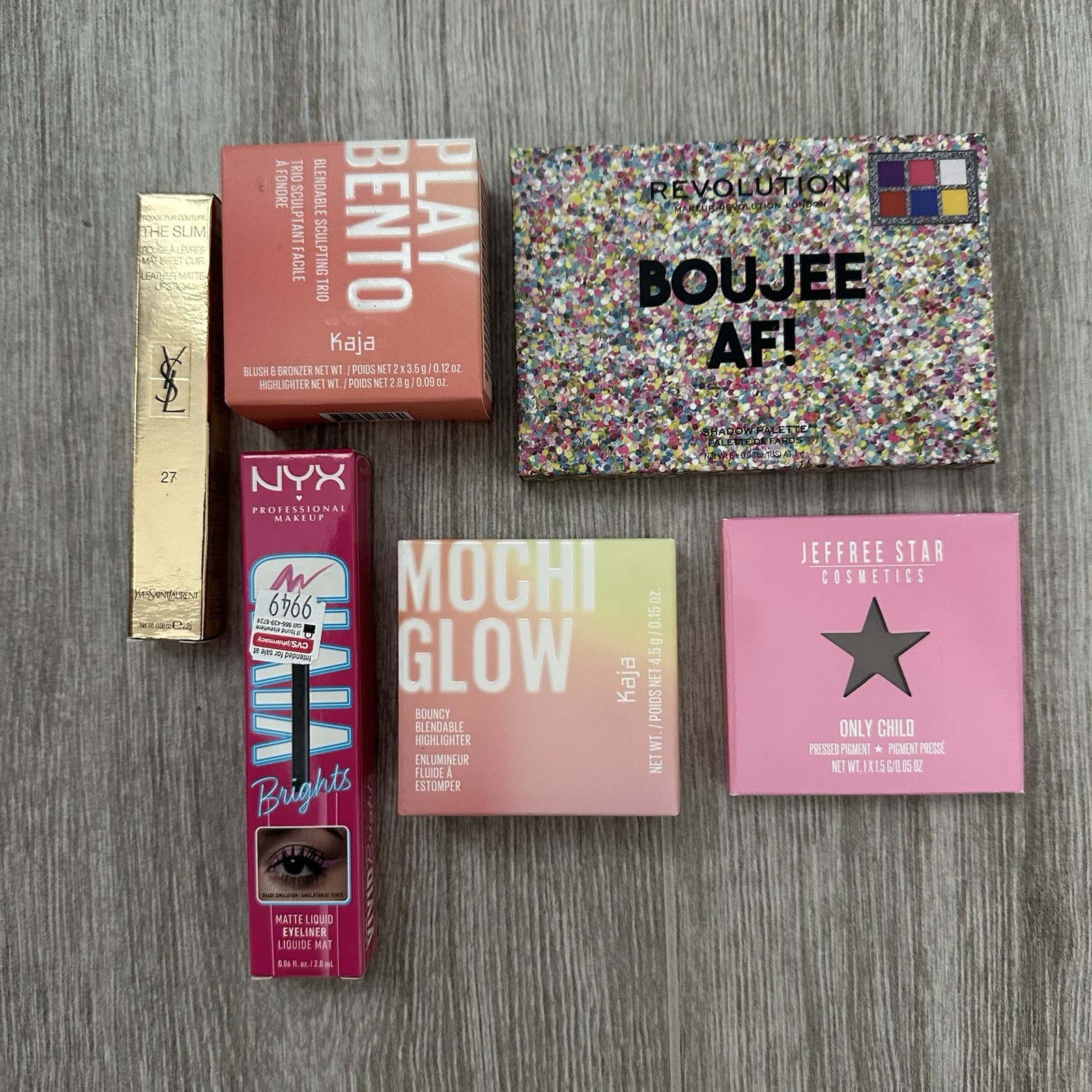 Beauty 6 Piece Makeup Bundle Brand New YSL Lipstick Jeffree Star Kaja Revolution
