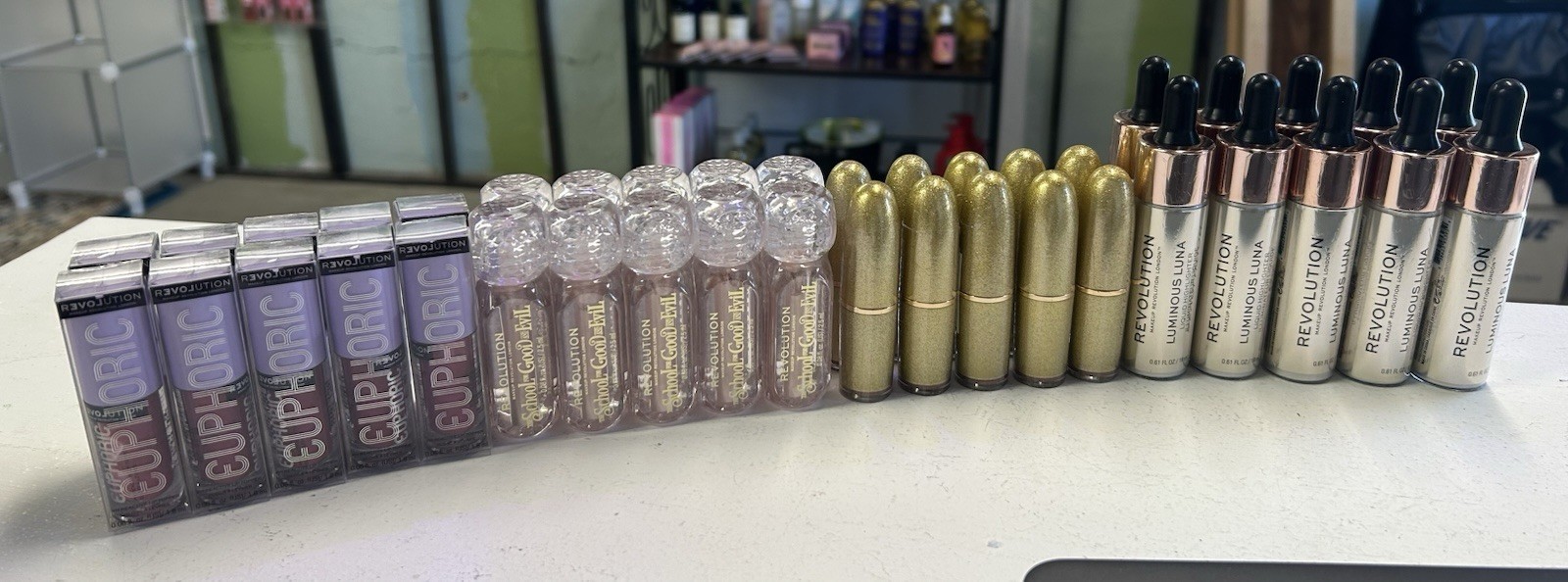 Lot of (40) Revolution Lip Colors and Highlighters