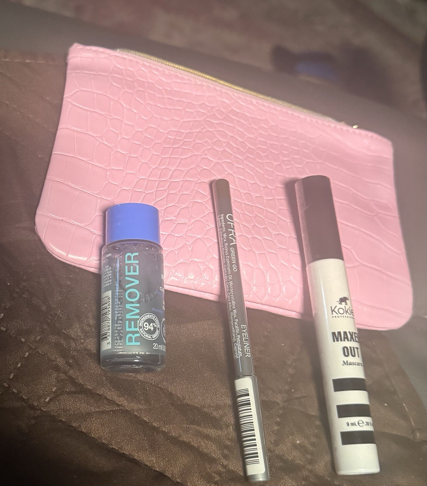 NEW SEPHORA MAKE UP REMVR, OFRA GRN EYELNR, KOKIE MASCARA BLK + BAG