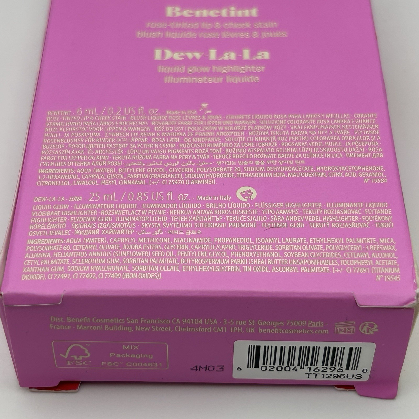 BENEFIT COSMETICS Benetint & Dew La La Liquid Highlighter Gift Set