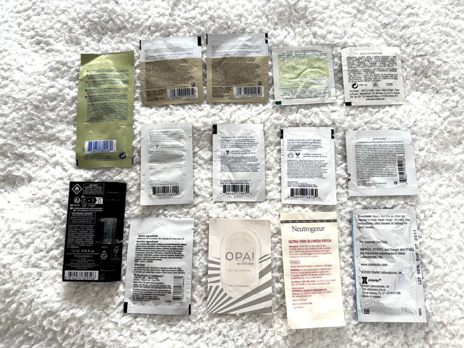 Assorted Lot of 14 Skincare & Perfume Samples Beekman 1802 Philosophy Neutrogena