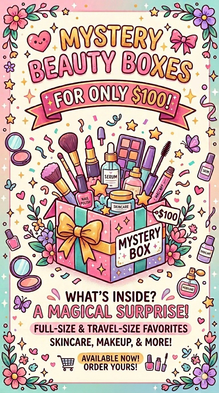 $90 Beauty Mystery Box Full Size &Travel size products with High End &Drug Store